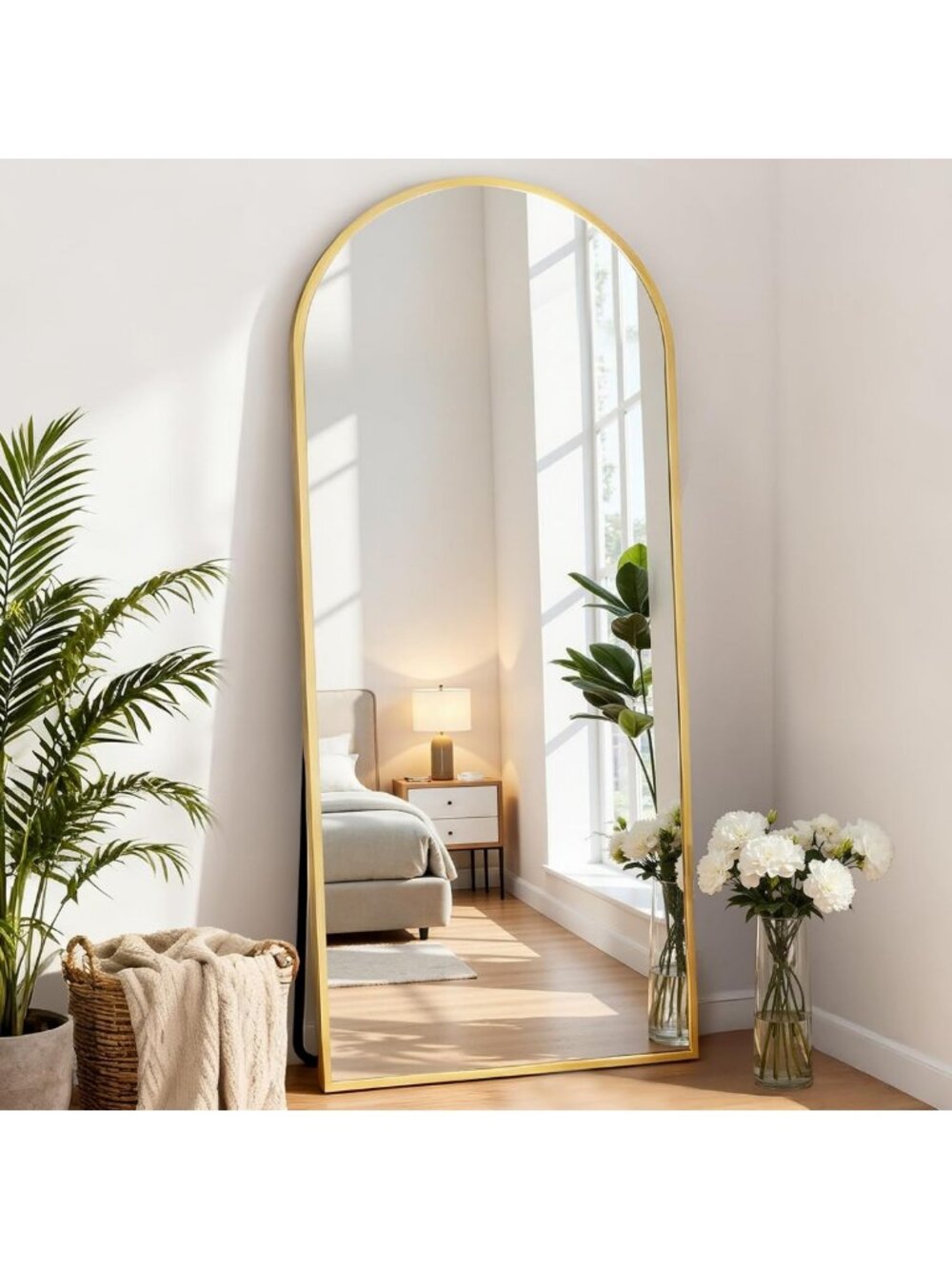 64"x21" Arched Full Length Gold Floor Mirror - Stylish Full Body Reflection